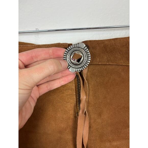 One Teaspoon Suede Leather Morrison Woodstock Festival Fringe Bolo Tie Shorts 12 - Picture 6 of 8